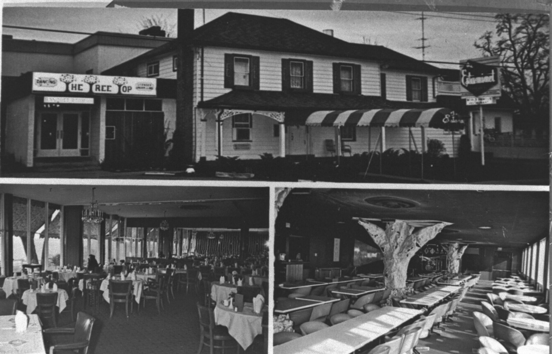 black-and-white photo of a restaurant
