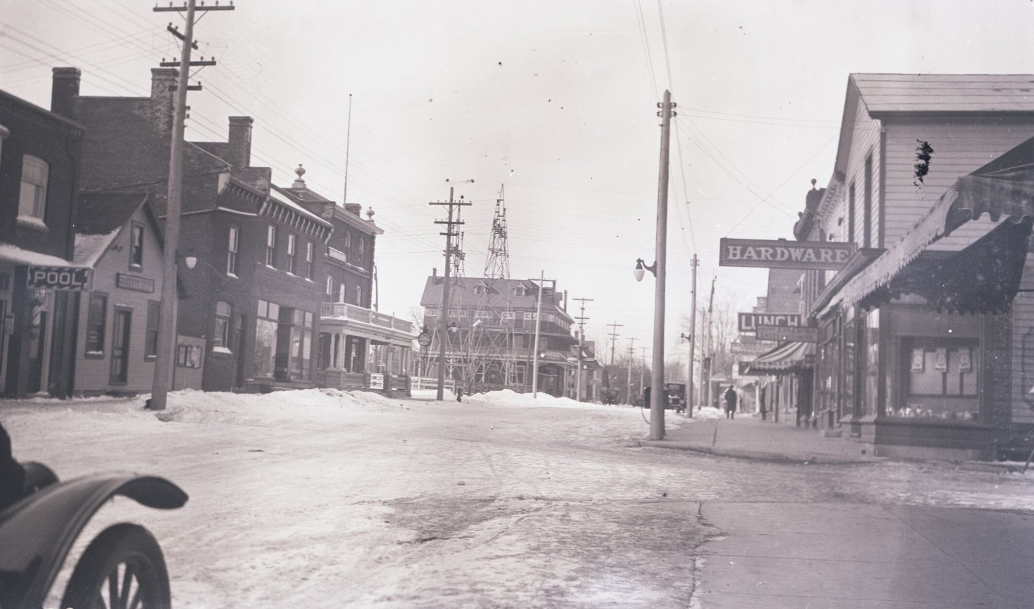 black-and-white photo of a street