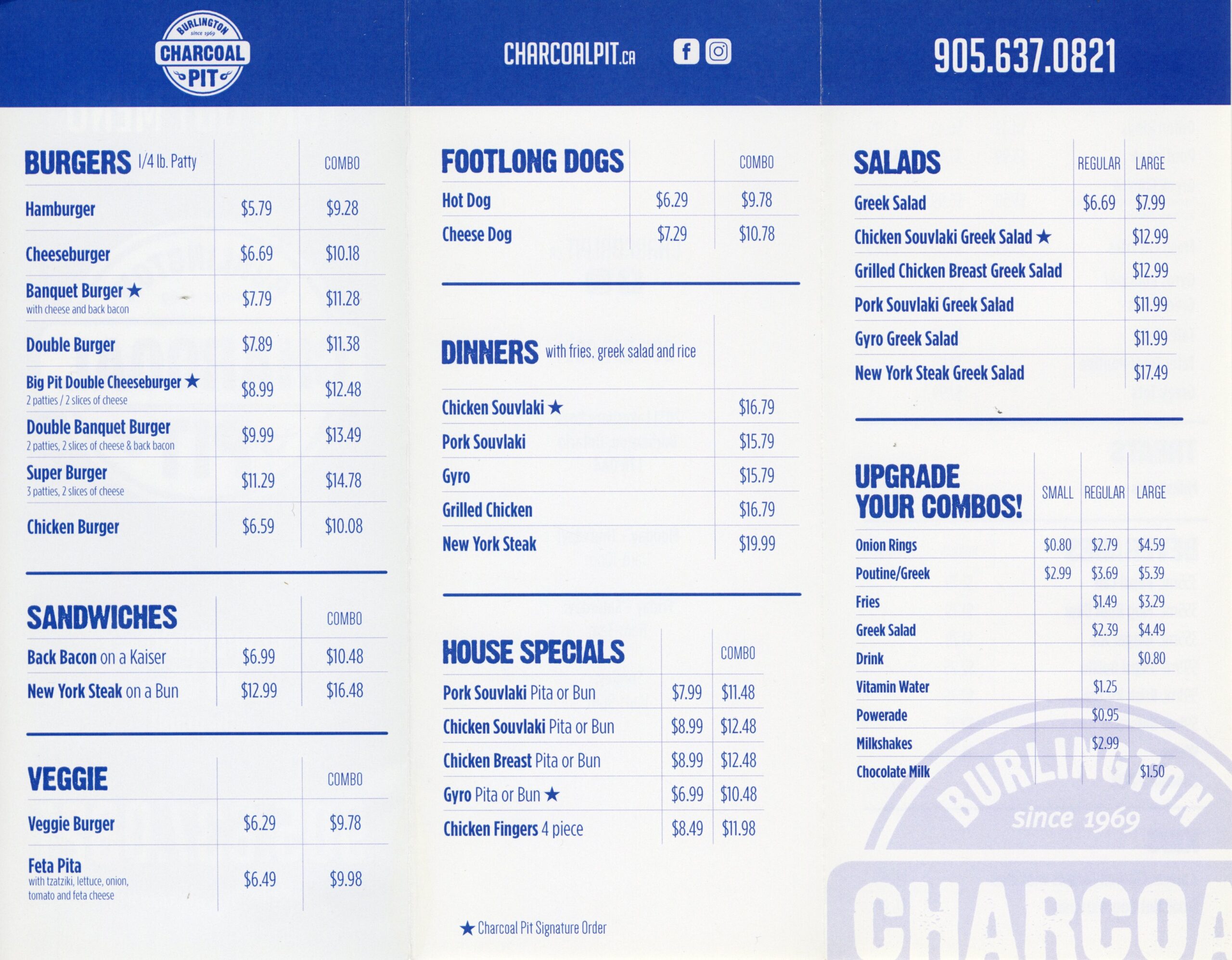 Charcoal Pit menu